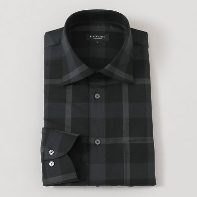 未使用級 ブラックレーベル クレストブリッジ シャツ 長袖 チェック L ウォッシャブルウールクレストブリッジチェックセミワイドカラーシャツ