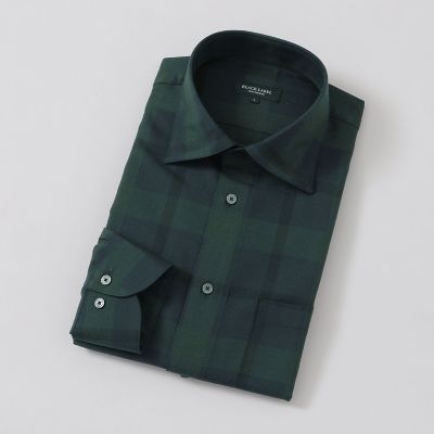 ウォッシャブルウールクレストブリッジチェックセミワイドカラーシャツ