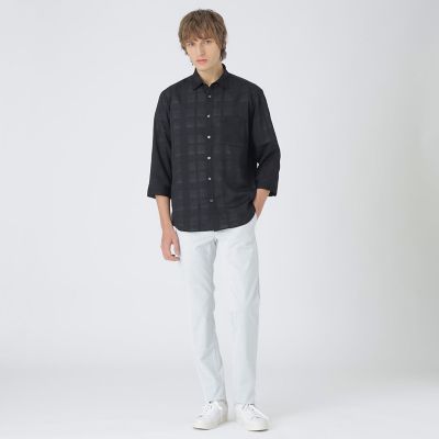 シアーシャドーチェックスリークォーターシャツ | BLACK LABEL