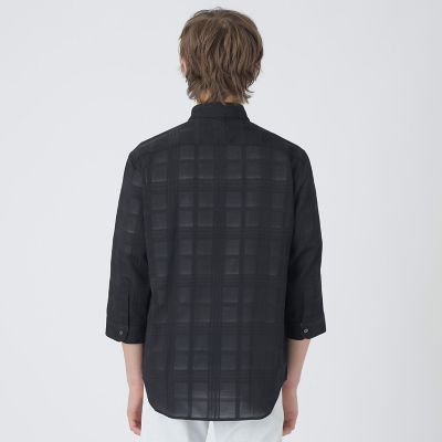 シアーシャドーチェックスリークォーターシャツ | BLACK LABEL