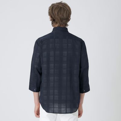 シアーシャドーチェックスリークォーターシャツ | BLACK LABEL