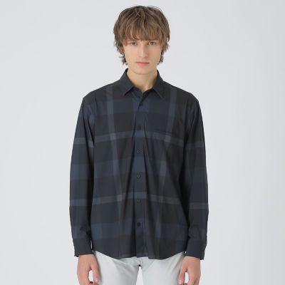 BLACK lab．】ハイストレッチトリコットチェックシャツ