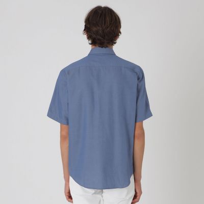 一部店舗限定】ストライプパッチワークハーフスリーブシャツ | BLACK