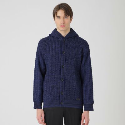 チェックコンビフードカーディガン | BLACK LABEL CRESTBRIDGE (Men