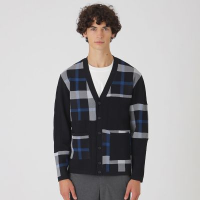 パッチワークチェックカーディガン | BLACK LABEL CRESTBRIDGE (Men