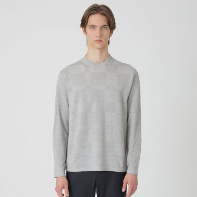 リネンミックスシャドーチェックニット | BLACK LABEL CRESTBRIDGE