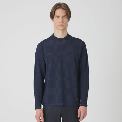 BLACK LABEL CRESTBRIDGE リネン混 シャドーチェック M リネンミックスシャドーチェックニット | BLACK LABEL CRESTBRIDGE