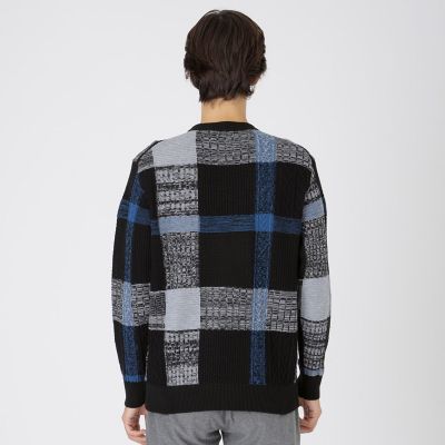 テクスチャーミックスクレストブリッジチェックニット | BLACK LABEL