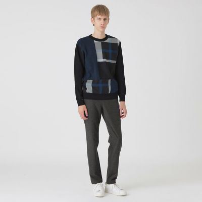 パッチワーククレストブリッジチェックニット | BLACK LABEL