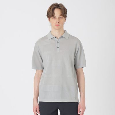 ハイツイストシャドーチェックニットポロシャツ | BLACK LABEL