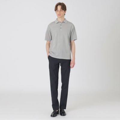 ハイツイストシャドーチェックニットポロシャツ | BLACK LABEL