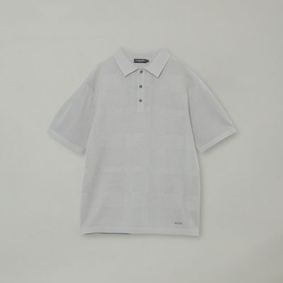 ハイツイストシャドーチェックニットポロシャツ | BLACK LABEL