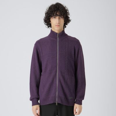 プレーティングカラーシャドーチェックドライバーズニット | BLACK