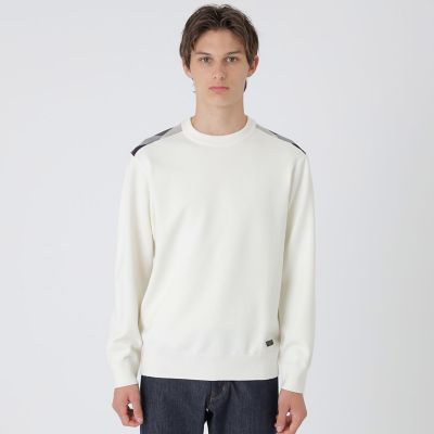 ＜BLACK LABEL CRESTBRIDGE (Men)＞【一部店舗限定】ショルダーチェッククルーネックニット