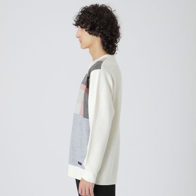 一部店舗限定】パッチワーククレストブリッジチェックニット | BLACK