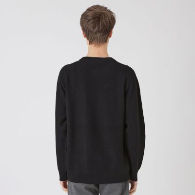 一部店舗限定】パッチワーククレストブリッジチェックニット | BLACK