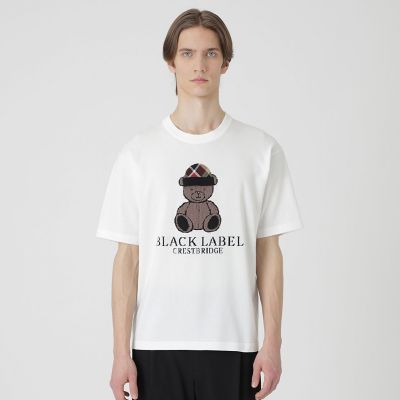 白黒　チェック　Tシャツ 一部店舗限定】チェックキャップベアーニットTシャツ | BLACK LABEL