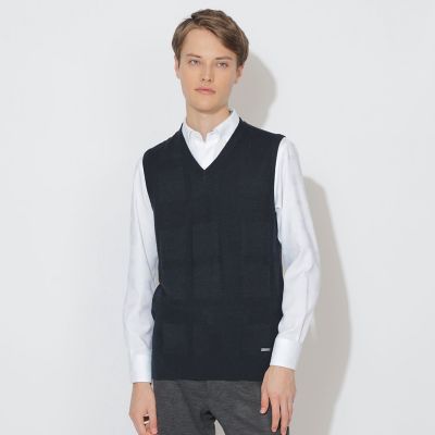 WEB限定】シャドーチェックニットベスト | BLACK LABEL CRESTBRIDGE