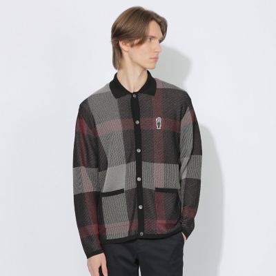 BLACK LABEL ブラックレーベル ニット　カーディガン　チェック柄 渋谷店・WEB限定】パッチワークチェックカーディガン（ニットウェア
