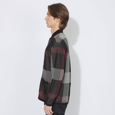 WEB限定】クレストブリッジチェックメッシュニットカーディガン