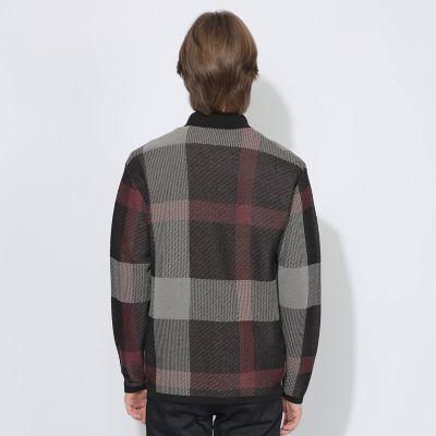WEB限定】クレストブリッジチェックメッシュニットカーディガン