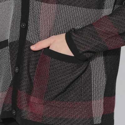 WEB限定】クレストブリッジチェックメッシュニットカーディガン