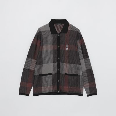 WEB限定】クレストブリッジチェックメッシュニットカーディガン
