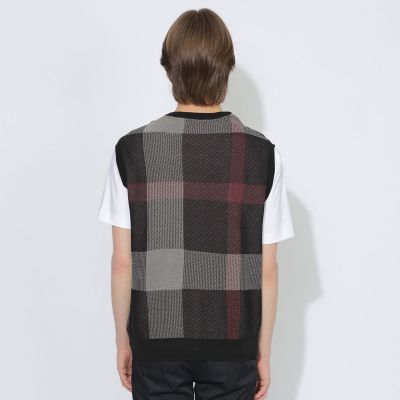 【新品・未使用】ブラックレーベル クレストブリッジ チェック ニット ベスト M WEB限定】クレストブリッジチェックメッシュニットベスト | BLACK