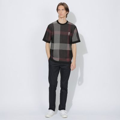 WEB限定】クレストブリッジチェックメッシュニットTシャツ | BLACK