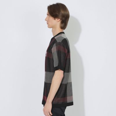 WEB限定】クレストブリッジチェックメッシュニットTシャツ | BLACK