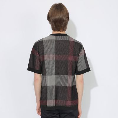 【美品】ブラックレーベル クレストブリッジ　25ss　チェック　コットンニット WEB限定】クレストブリッジチェックメッシュニットベスト | BLACK
