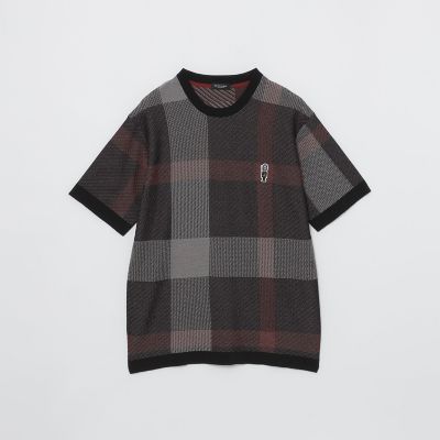 WEB限定】クレストブリッジチェックメッシュニットTシャツ | BLACK