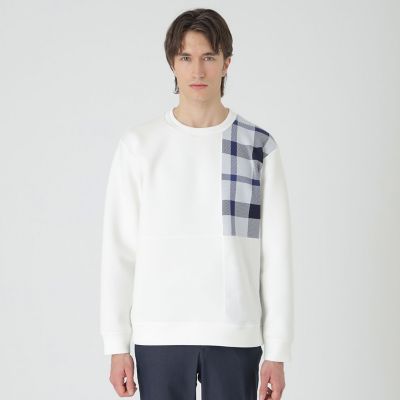 チェックニットドッキングスウェットシャツ | BLACK LABEL CRESTBRIDGE