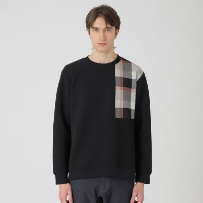チェックニットドッキングスウェットシャツ | BLACK LABEL CRESTBRIDGE