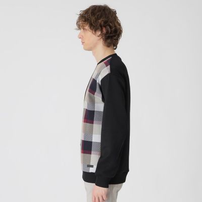 チェックニットドッキングスウェットシャツ | BLACK LABEL CRESTBRIDGE