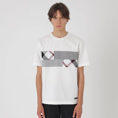 パネルパッチワークプラチナポンチTシャツ | BLACK LABEL CRESTBRIDGE