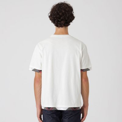チェックレイヤードマーセライズスラブTシャツ | BLACK LABEL