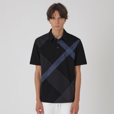 パネルギガバイアスチェックポロシャツ | BLACK LABEL CRESTBRIDGE