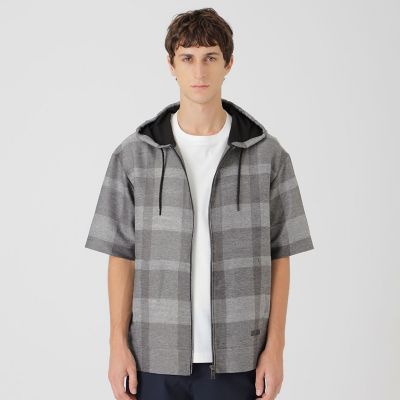 シャドークレストブリッジチェックカラミライダースブルゾン | BLACK