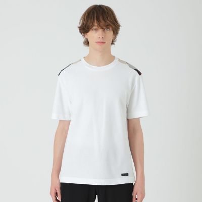 ＜BLACK LABEL CRESTBRIDGE (Men)＞ショルダーチェックハニカムＴシャツ
