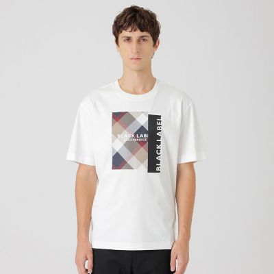 ＜BLACK LABEL CRESTBRIDGE (Men)＞ボックスチェックロゴグラフィックＴシャツ