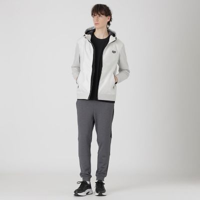 パーカー フード付き ホワイト ブラック BLACK lab．】シャドーチェックハイブリッドパーカー | BLACK