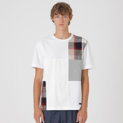 ＜BLACK LABEL CRESTBRIDGE (Men)＞【一部店舗限定】クレストブリッジチェックパッチワークＴシャツ
