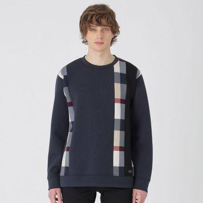 一部店舗限定】ストライプパッチワークスウェットシャツ | BLACK LABEL