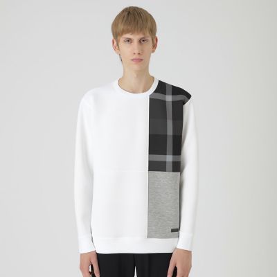 ＜BLACK LABEL CRESTBRIDGE (Men)＞【一部店舗限定】クレストブリッジチェックパッチワークスウェットシャツ