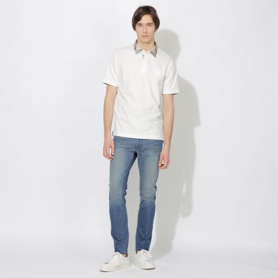 WEB・一部店舗限定】パーシャルチェックポロシャツ | BLACK LABEL