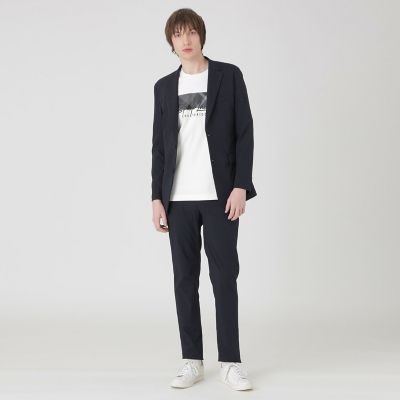 一部店舗限定】2WAYストレッチダブルクロストラウザーズ | BLACK