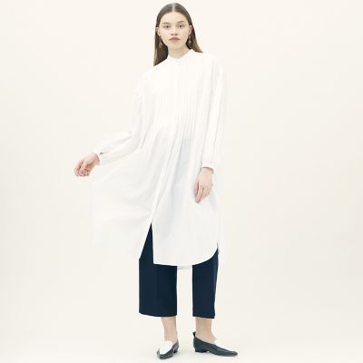 ＜maison TOMORROWLAND＞ホワイトコンビネーション　フロントタックチュニックシャツ