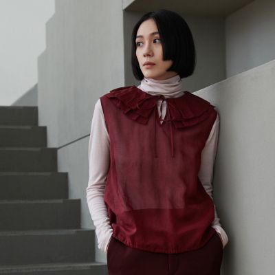 ＜maison TOMORROWLAND＞ルコットンオーガンジー　フリルカラーブラウス