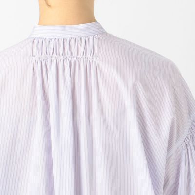 ボンボンストライプ　フロントタックチュニックシャツ